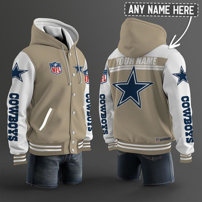 Dallas Cowboys Hooded Letterman Jacket Custom Name Brdct3da0905