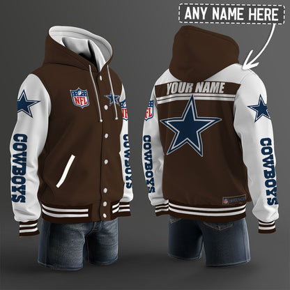 Dallas Cowboys Hooded Letterman Jacket Custom Name Brdct3da0905
