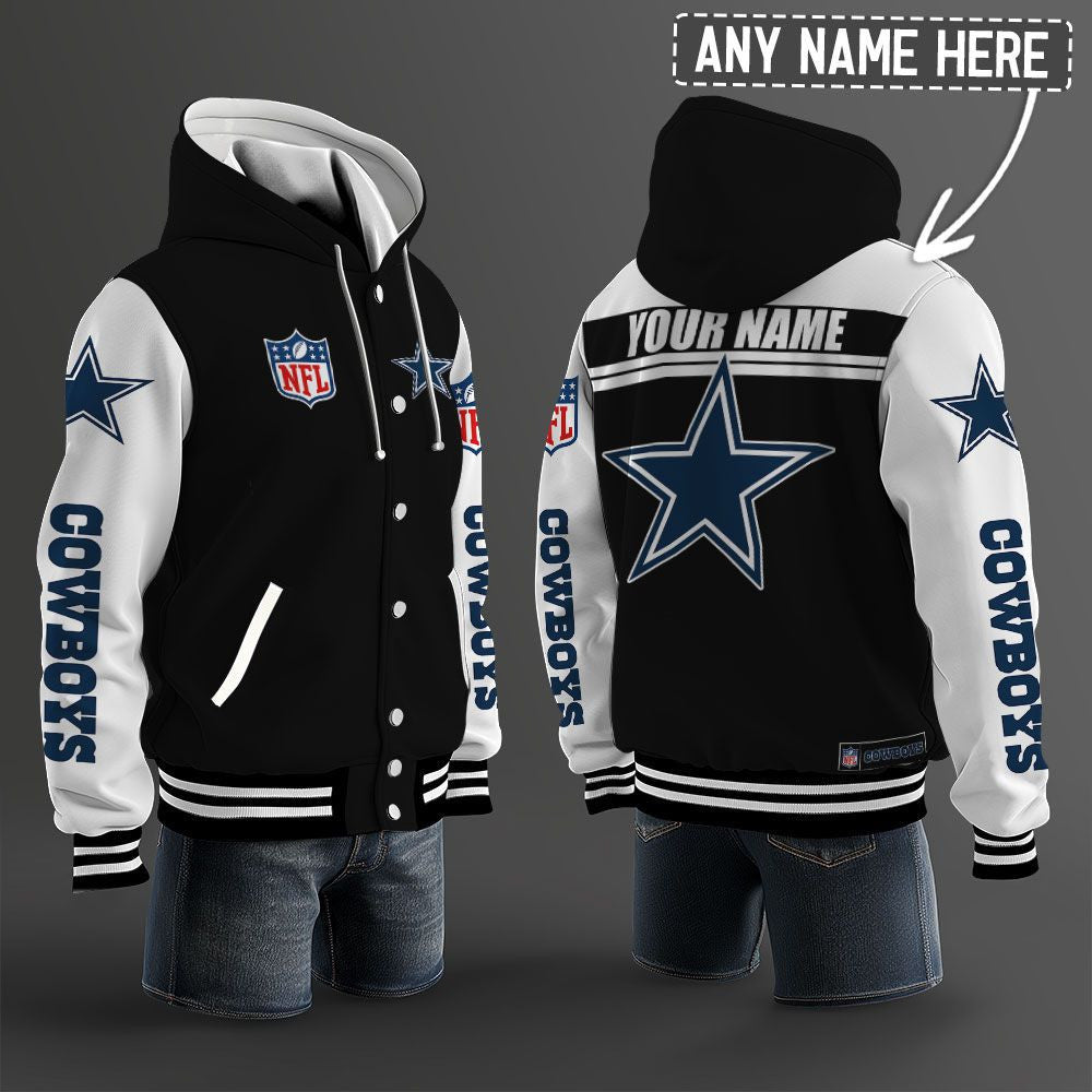 Dallas Cowboys Hooded Letterman Jacket Custom Name Brdct3da0905