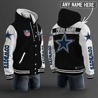 Dallas Cowboys Hooded Letterman Jacket Custom Name Brdct3da0905
