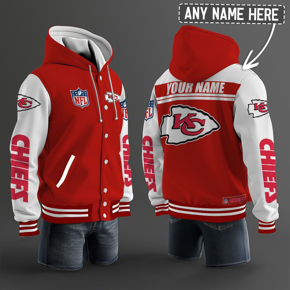 Kansas City Chiefs Hooded Letterman Jacket Custom Name Brdct3da160