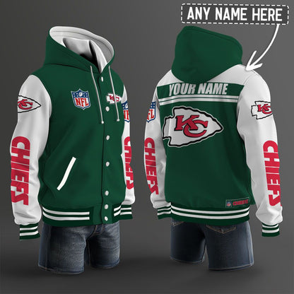 Kansas City Chiefs Hooded Letterman Jacket Custom Name Brdct3da160