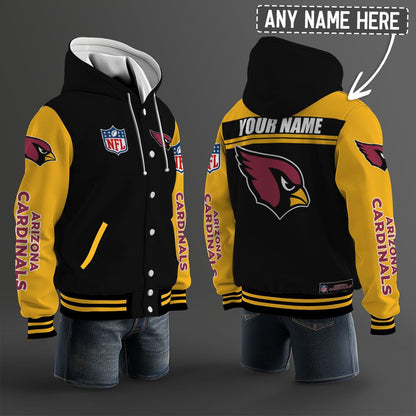 Arizona Cardinals Hooded Letterman Jacket Custom Name Brdct3da0105