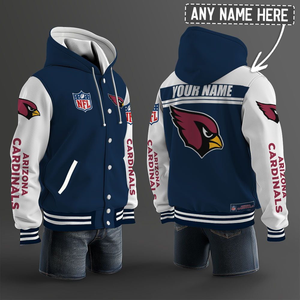 Arizona Cardinals Hooded Letterman Jacket Custom Name Brdct3da0105