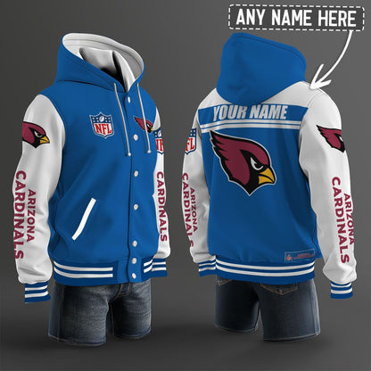 Arizona Cardinals Hooded Letterman Jacket Custom Name Brdct3da0105