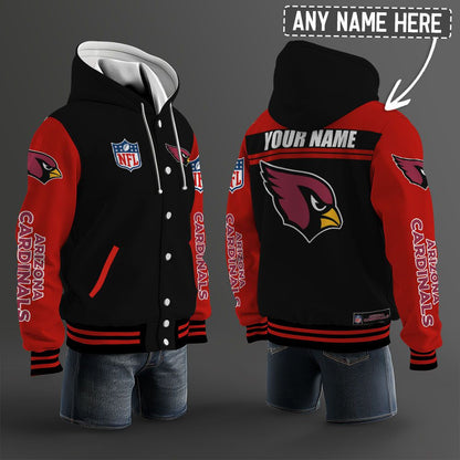 Arizona Cardinals Hooded Letterman Jacket Custom Name Brdct3da0105