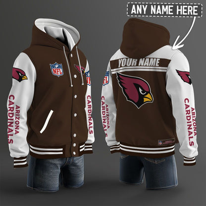 Arizona Cardinals Hooded Letterman Jacket Custom Name Brdct3da0105