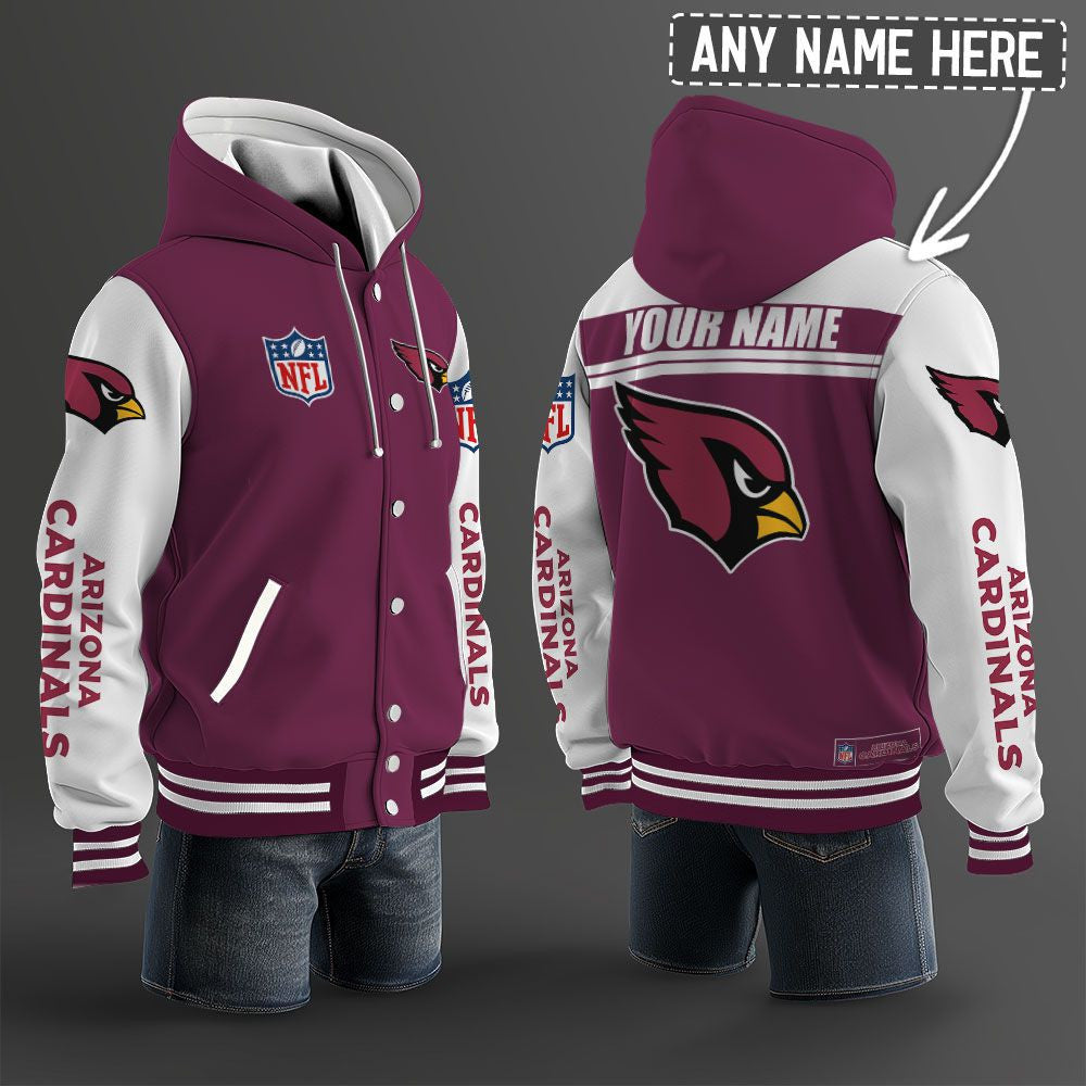 Arizona Cardinals Hooded Letterman Jacket Custom Name Brdct3da0105