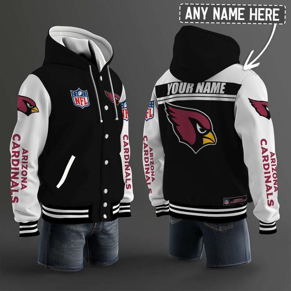 Arizona Cardinals Hooded Letterman Jacket Custom Name Brdct3da0105