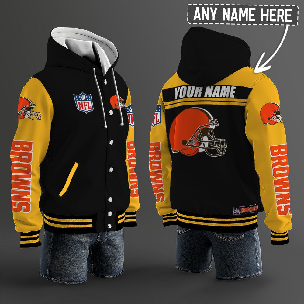 Cleveland Browns Hooded Letterman Jacket Custom Name Brdct3da0805