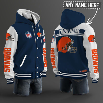 Cleveland Browns Hooded Letterman Jacket Custom Name Brdct3da0805