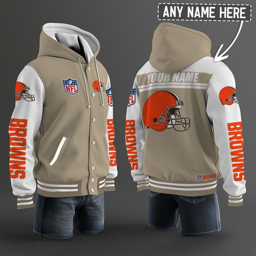 Cleveland Browns Hooded Letterman Jacket Custom Name Brdct3da0805