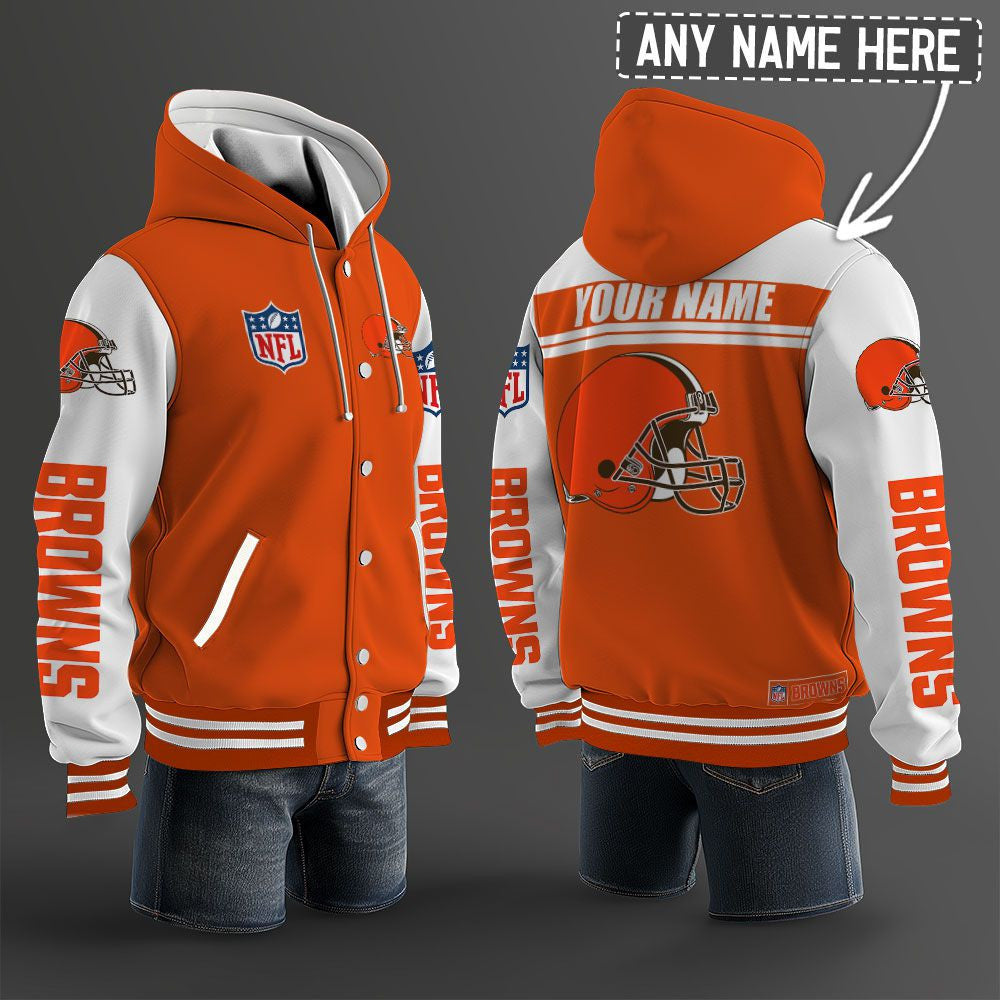 Cleveland Browns Hooded Letterman Jacket Custom Name Brdct3da0805