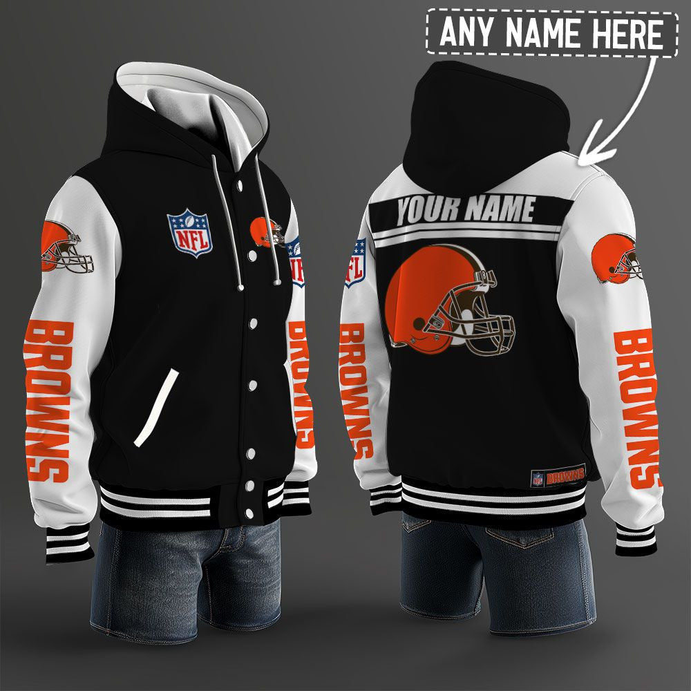 Cleveland Browns Hooded Letterman Jacket Custom Name Brdct3da0805