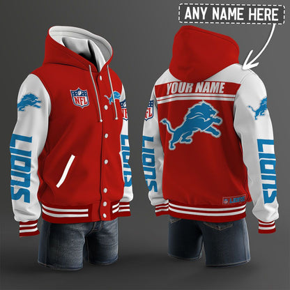 Detroit Lions Hooded Letterman Jacket Custom Name Brdct3da1105