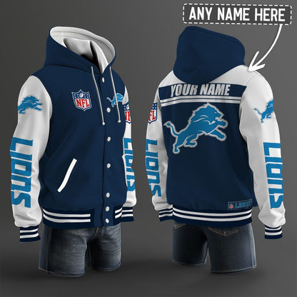 Detroit Lions Hooded Letterman Jacket Custom Name Brdct3da1105