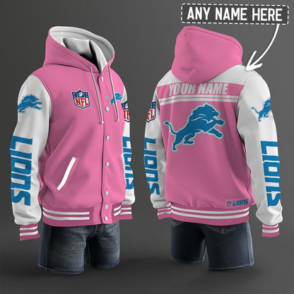 Detroit Lions Hooded Letterman Jacket Custom Name Brdct3da1105