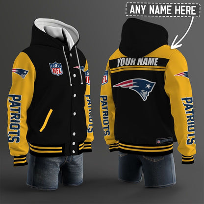 New England Patriots Hooded Letterman Jacket Custom Name Brdct3da2