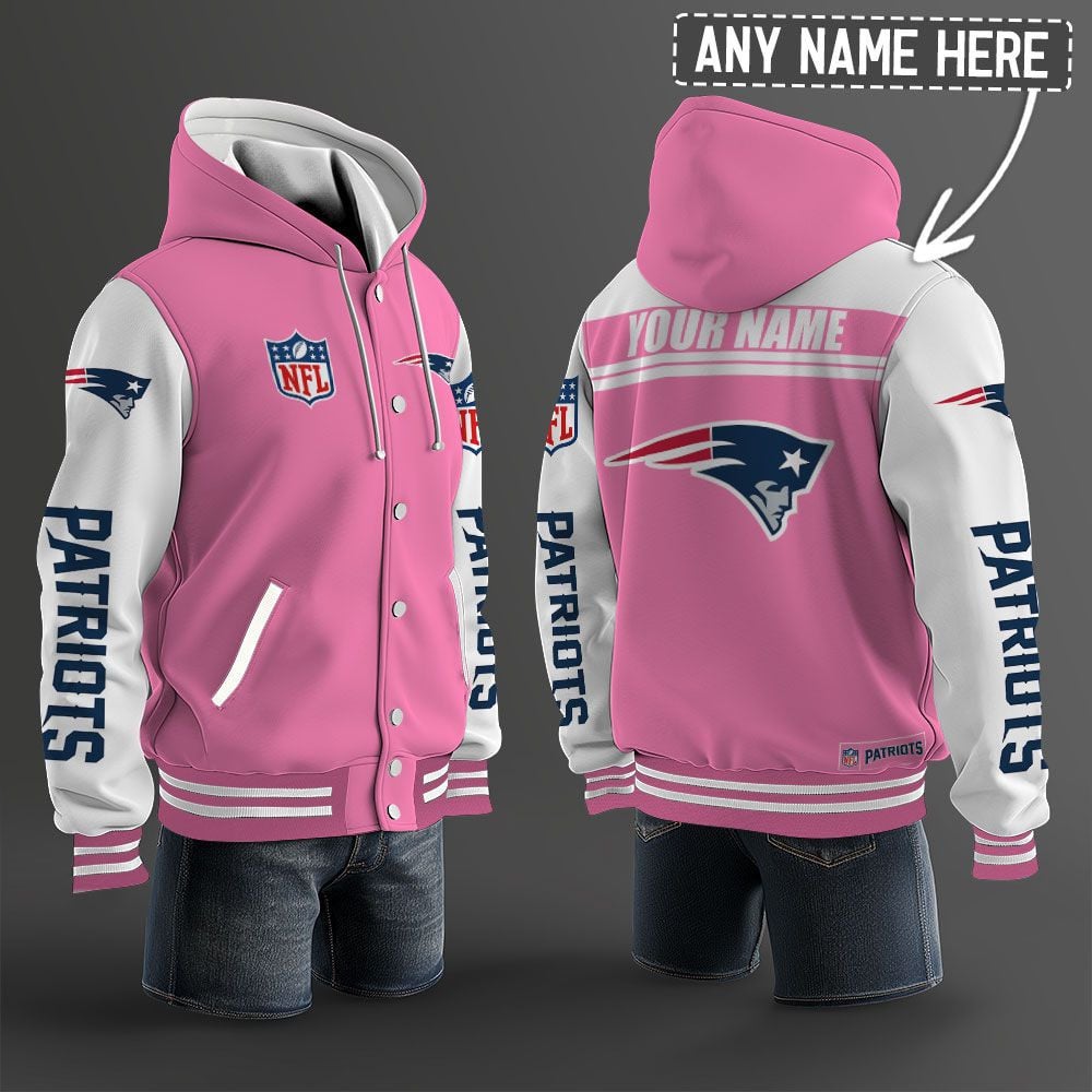 New England Patriots Hooded Letterman Jacket Custom Name Brdct3da2