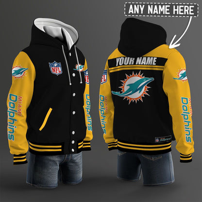 Miami Dolphins Hooded Letterman Jacket Custom Name Brdct3da1905