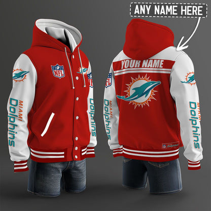 Miami Dolphins Hooded Letterman Jacket Custom Name Brdct3da1905