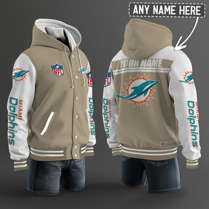 Miami Dolphins Hooded Letterman Jacket Custom Name Brdct3da1905