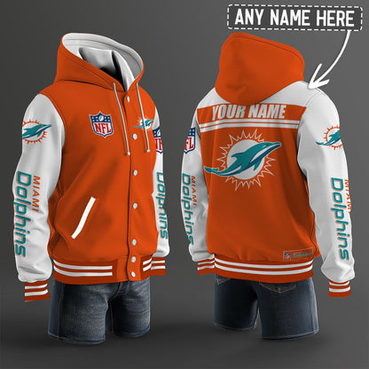 Miami Dolphins Hooded Letterman Jacket Custom Name Brdct3da1905