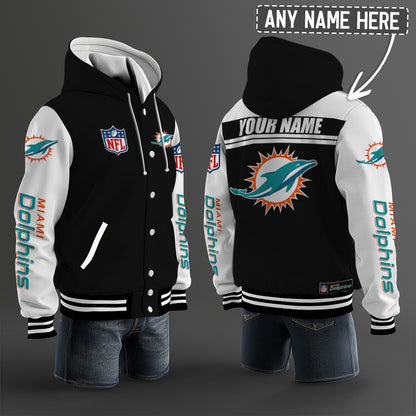 Miami Dolphins Hooded Letterman Jacket Custom Name Brdct3da1905