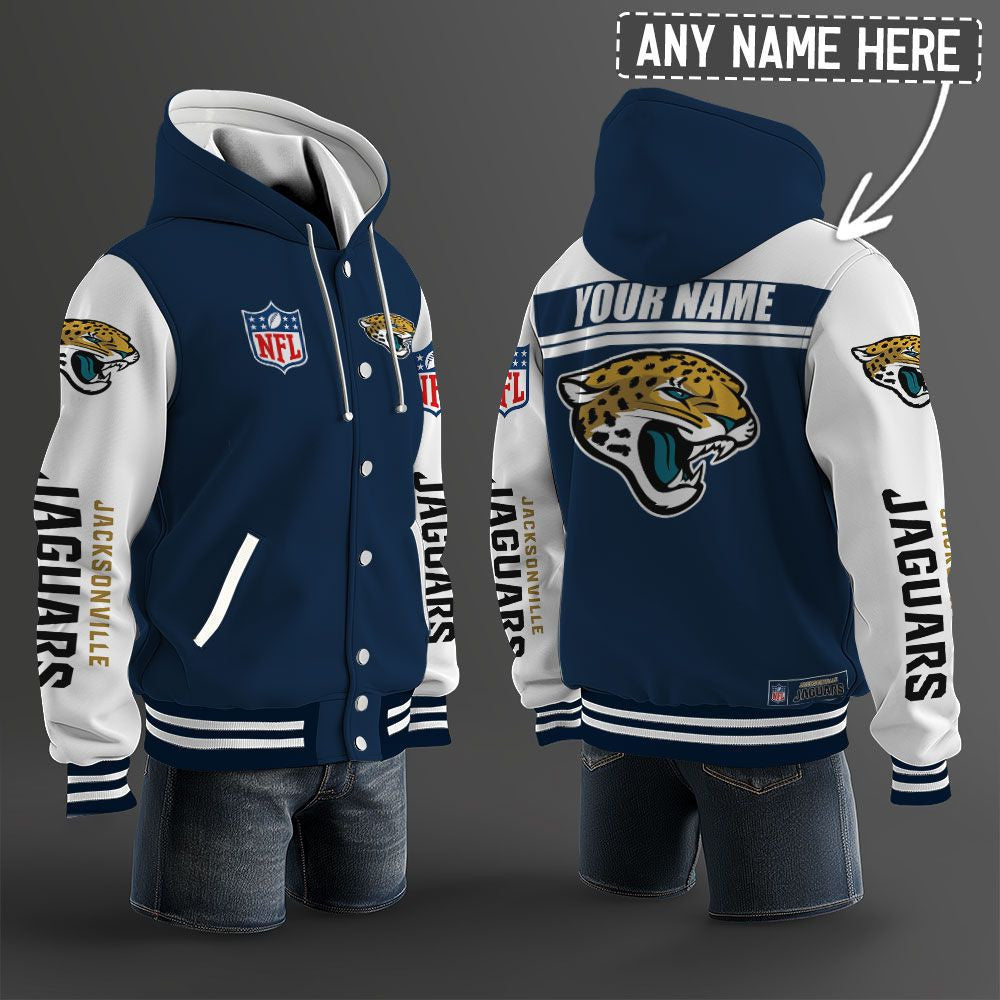 Jacksonville Jaguars Hooded Letterman Jacket Custom Name Brdct3da1