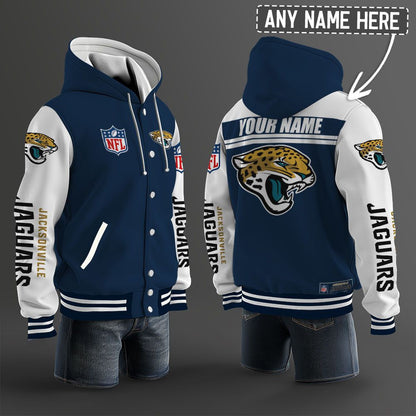 Jacksonville Jaguars Hooded Letterman Jacket Custom Name Brdct3da1