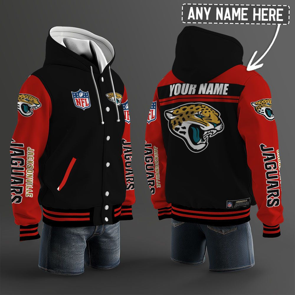 Jacksonville Jaguars Hooded Letterman Jacket Custom Name Brdct3da1