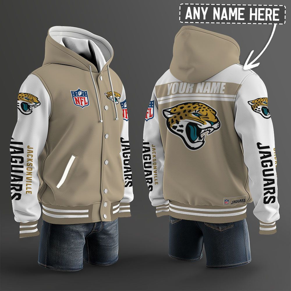 Jacksonville Jaguars Hooded Letterman Jacket Custom Name Brdct3da1
