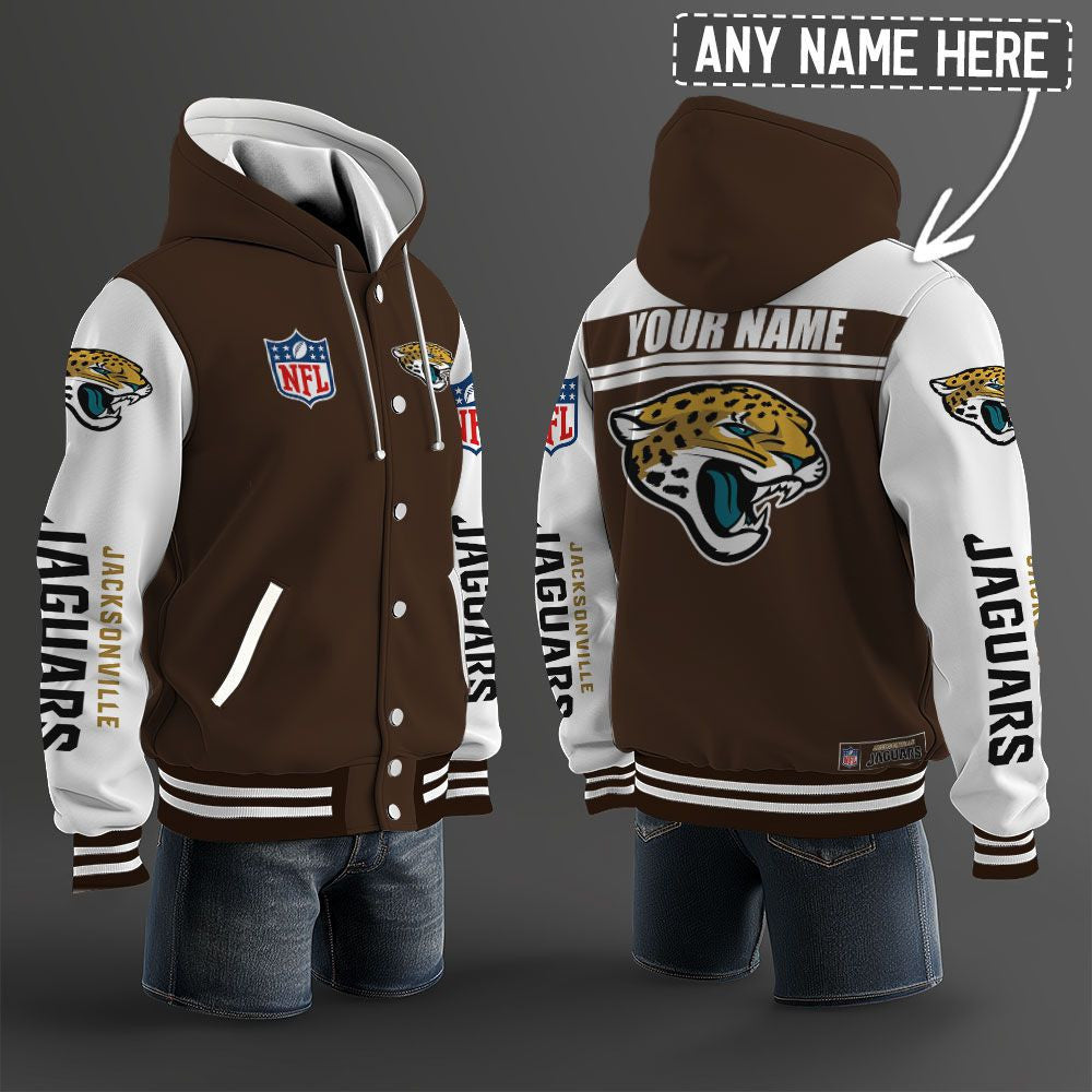 Jacksonville Jaguars Hooded Letterman Jacket Custom Name Brdct3da1