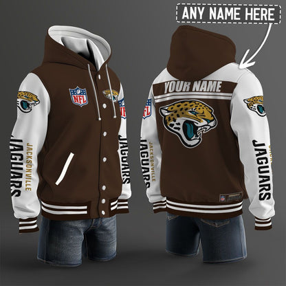 Jacksonville Jaguars Hooded Letterman Jacket Custom Name Brdct3da1