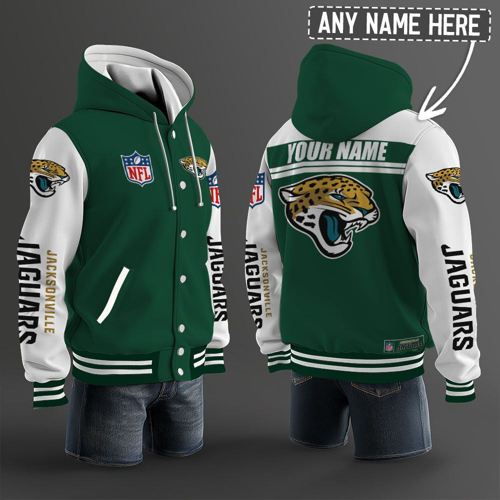 Jacksonville Jaguars Hooded Letterman Jacket Custom Name Brdct3da1