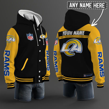 Los Angeles Rams Hooded Letterman Jacket Custom Name Brdct3da1805