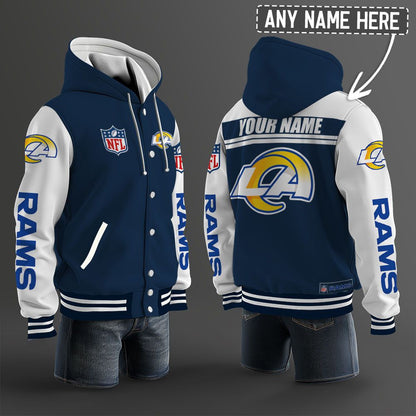Los Angeles Rams Hooded Letterman Jacket Custom Name Brdct3da1805
