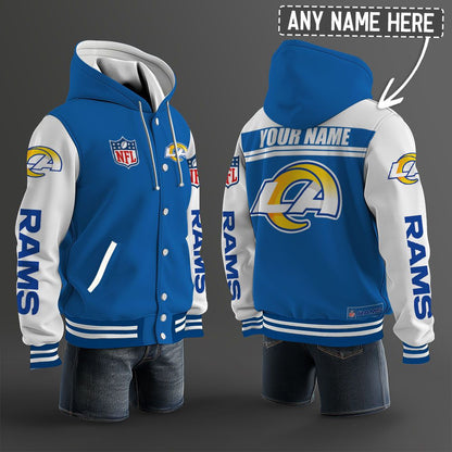 Los Angeles Rams Hooded Letterman Jacket Custom Name Brdct3da1805