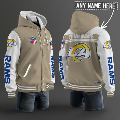Los Angeles Rams Hooded Letterman Jacket Custom Name Brdct3da1805