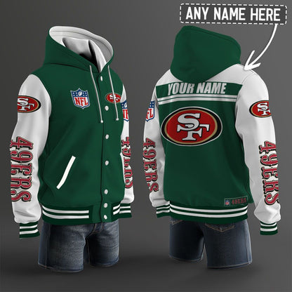 San Francisco 49ers Hooded Letterman Jacket Custom Name Brdct3da28