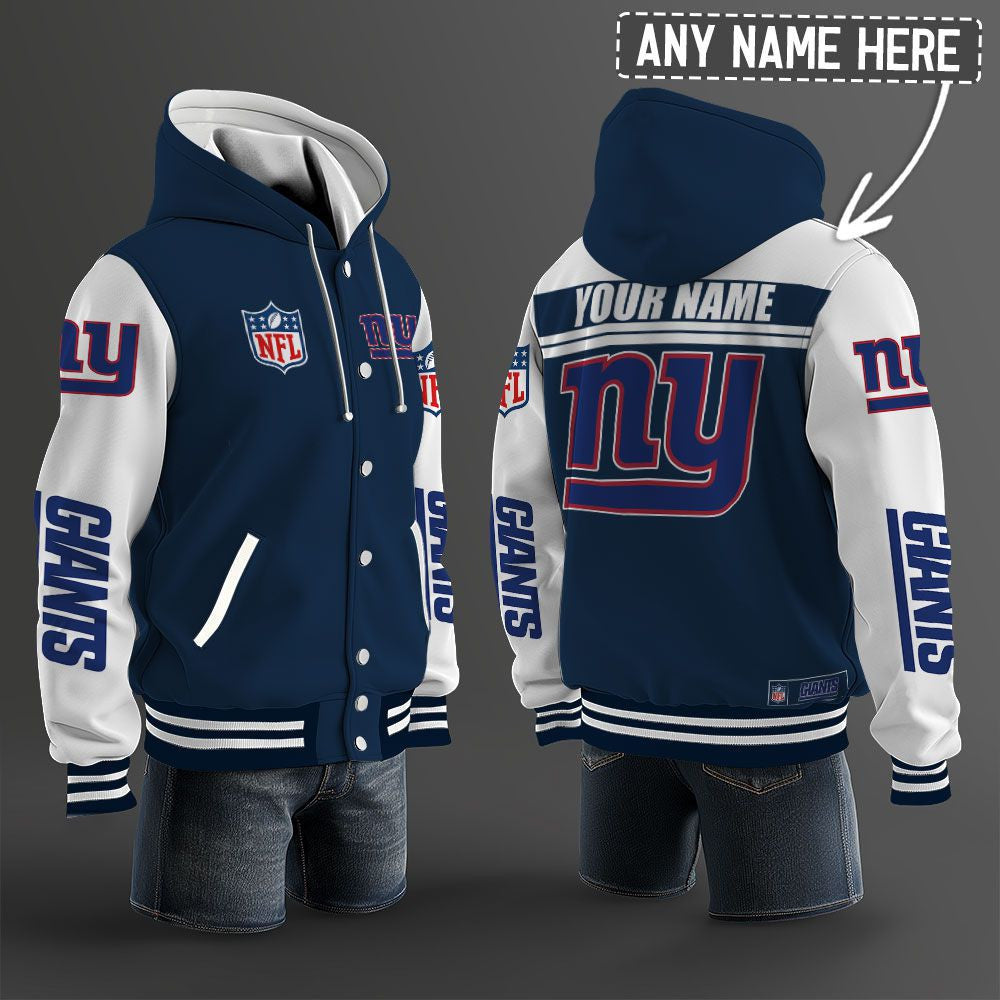 New York Giants Hooded Letterman Jacket Custom Name Brdct3da2305