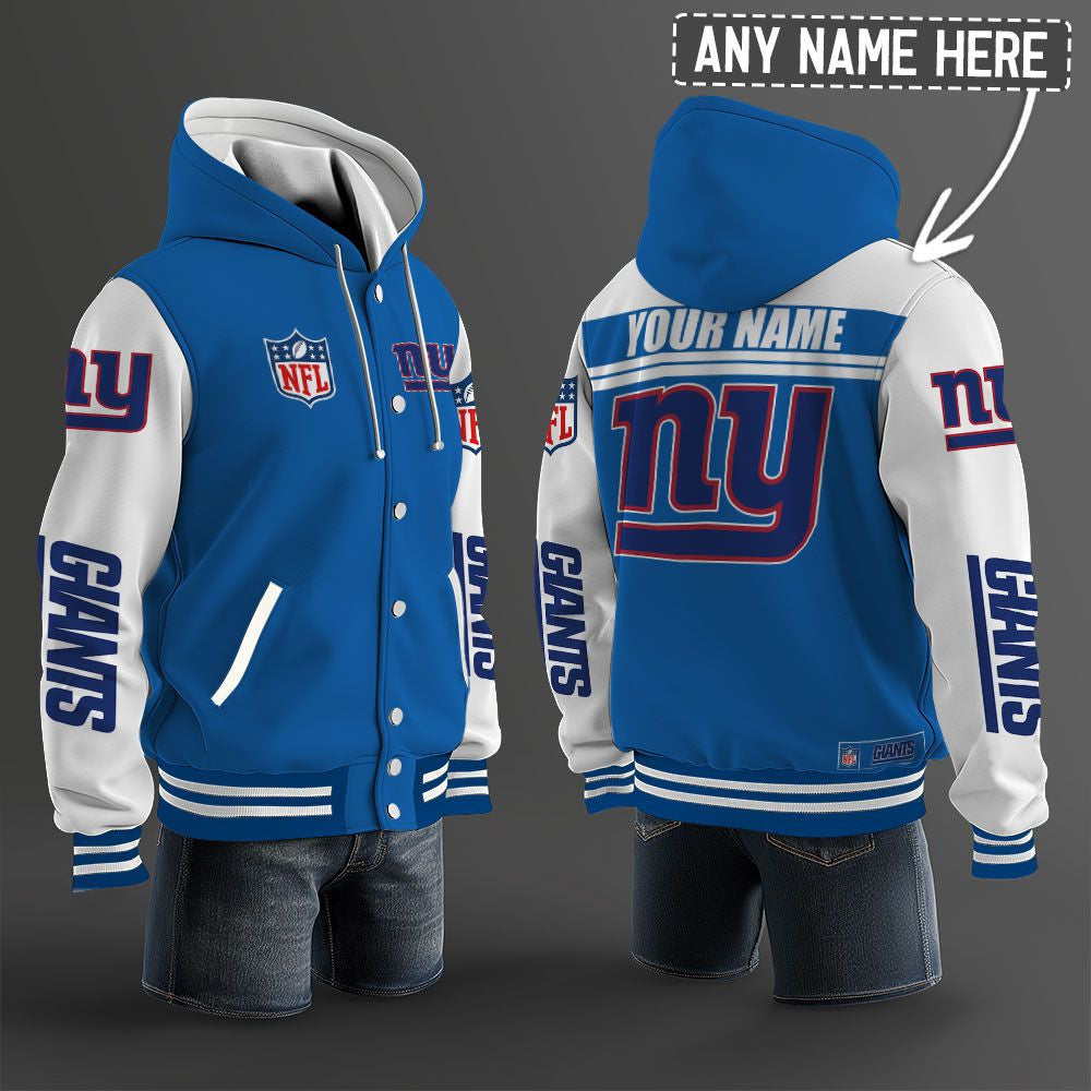 New York Giants Hooded Letterman Jacket Custom Name Brdct3da2305