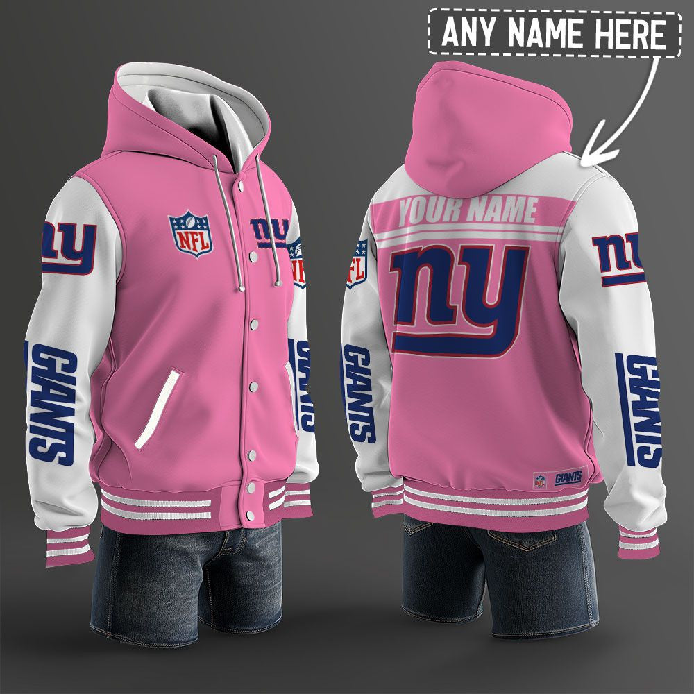 New York Giants Hooded Letterman Jacket Custom Name Brdct3da2305