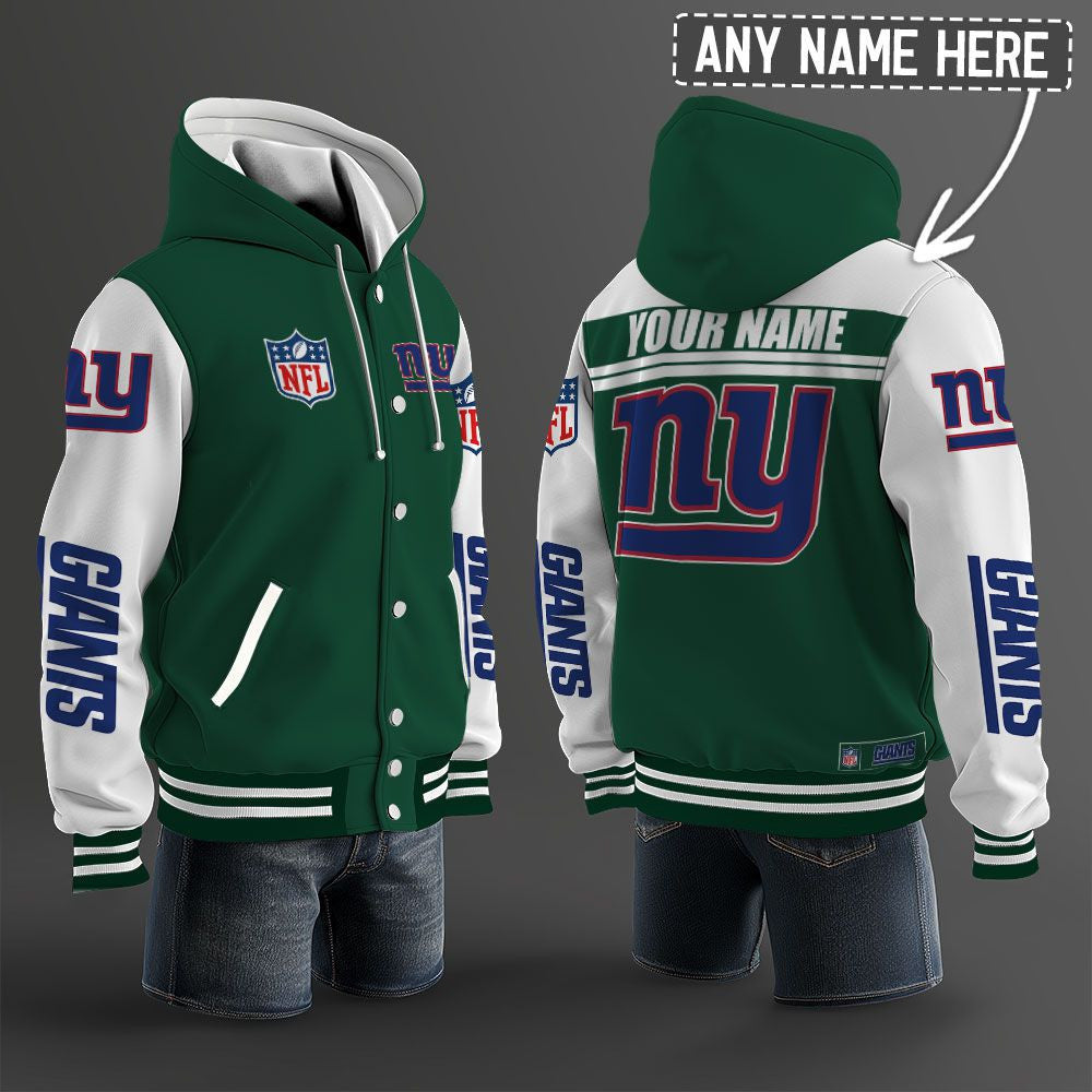 New York Giants Hooded Letterman Jacket Custom Name Brdct3da2305