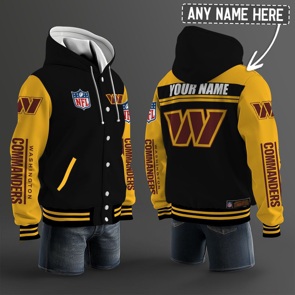 Washington Commanders Hooded Letterman Jacket Custom Name Brdct3da
