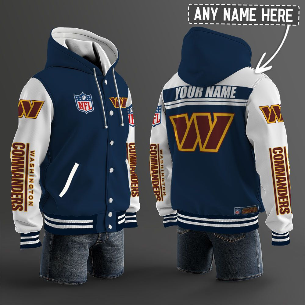Washington Commanders Hooded Letterman Jacket Custom Name Brdct3da