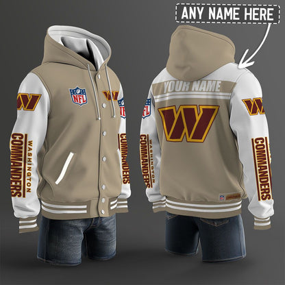 Washington Commanders Hooded Letterman Jacket Custom Name Brdct3da