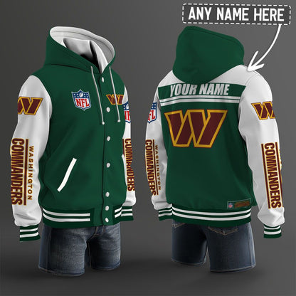 Washington Commanders Hooded Letterman Jacket Custom Name Brdct3da