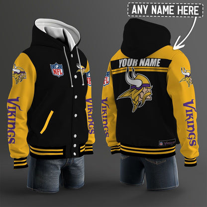 Minnesota Vikings Hooded Letterman Jacket Custom Name Brdct3da2005