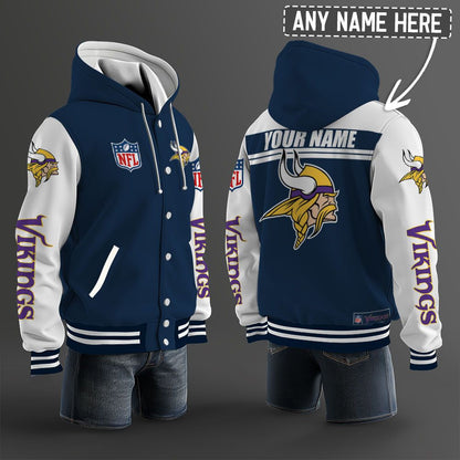 Minnesota Vikings Hooded Letterman Jacket Custom Name Brdct3da2005